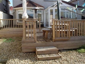 Feature decking to rear of house